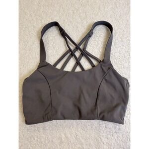 Pineapple Clothing Sports Bra Womens Gray Strappy Criss Cross Athleisure Gym